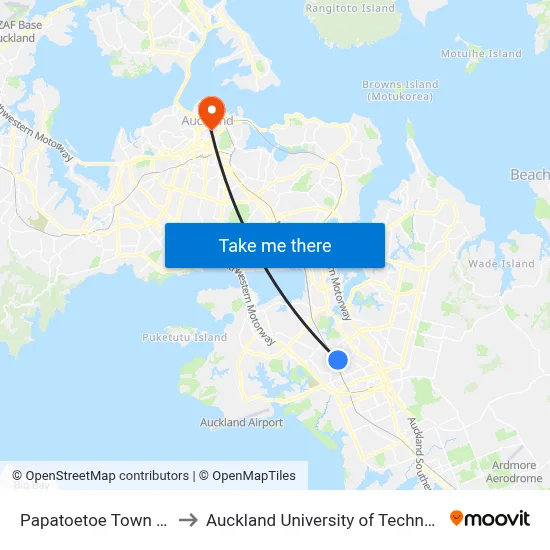 Papatoetoe Town Hall to Auckland University of Technology map