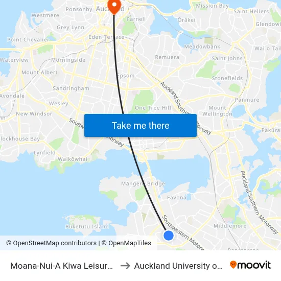 Moana-Nui-A Kiwa Leisure Centre Pools to Auckland University of Technology map