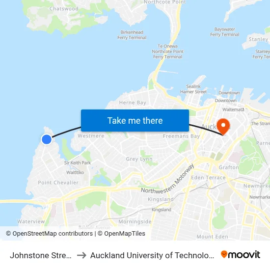 Johnstone Street to Auckland University of Technology map