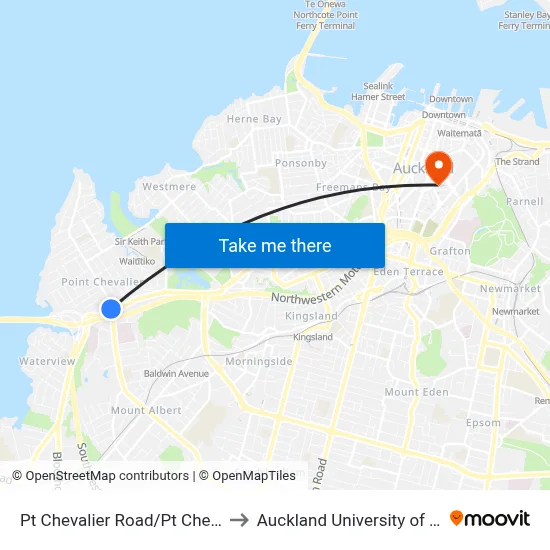 Pt Chevalier Road/Pt Chevalier Shops to Auckland University of Technology map