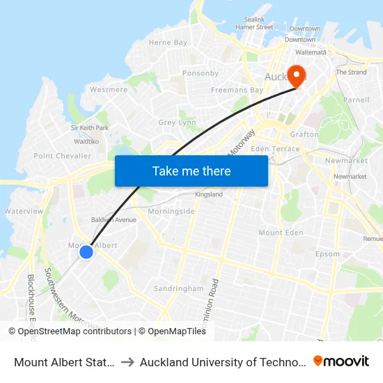 Mount Albert Station to Auckland University of Technology map