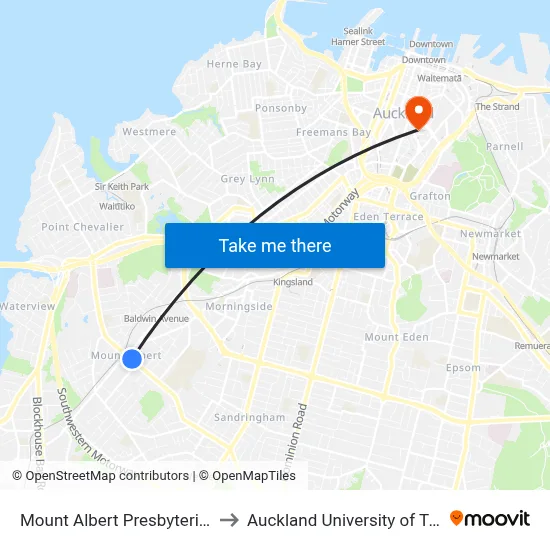 Mount Albert Presbyterian Church to Auckland University of Technology map