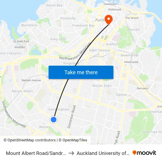 Mount Albert Road/Sandringham Road to Auckland University of Technology map