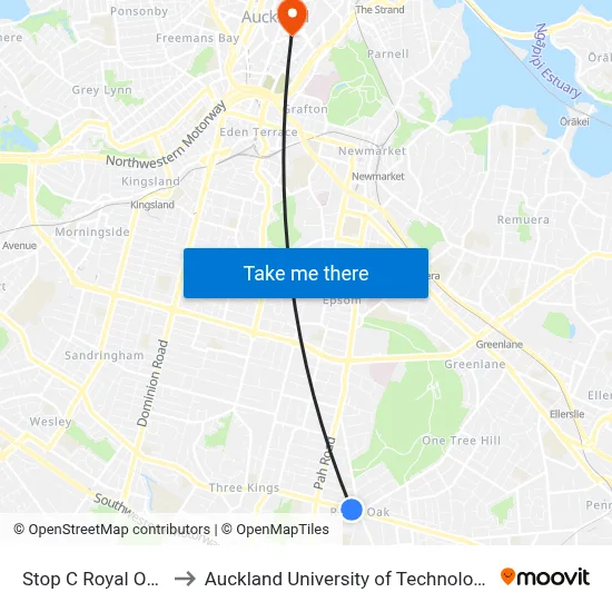 Stop C Royal Oak to Auckland University of Technology map