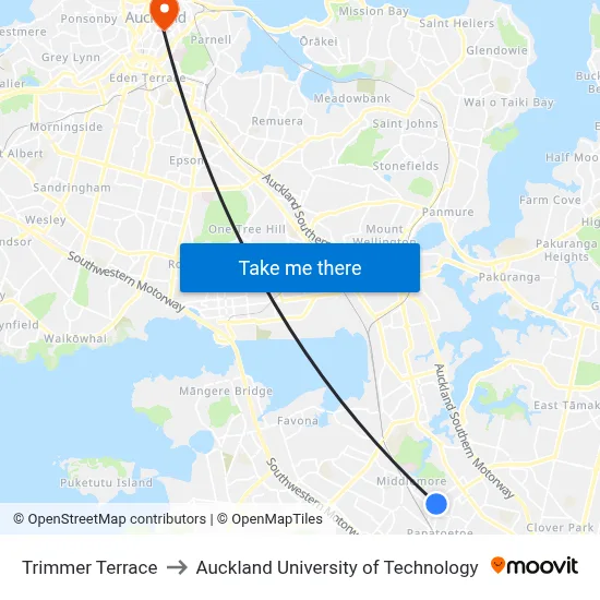 Trimmer Terrace to Auckland University of Technology map