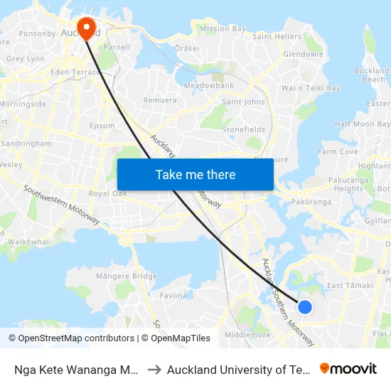 Nga Kete Wananga Marae Mit to Auckland University of Technology map