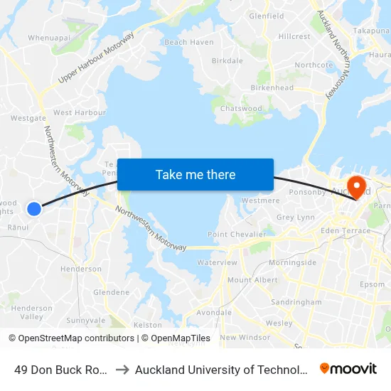 49 Don Buck Road to Auckland University of Technology map