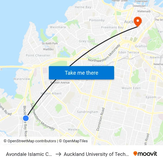 Avondale Islamic Centre to Auckland University of Technology map