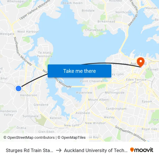 Sturges Rd Train Station 2 to Auckland University of Technology map