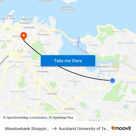 Meadowbank Shopping Centre to Auckland University of Technology map