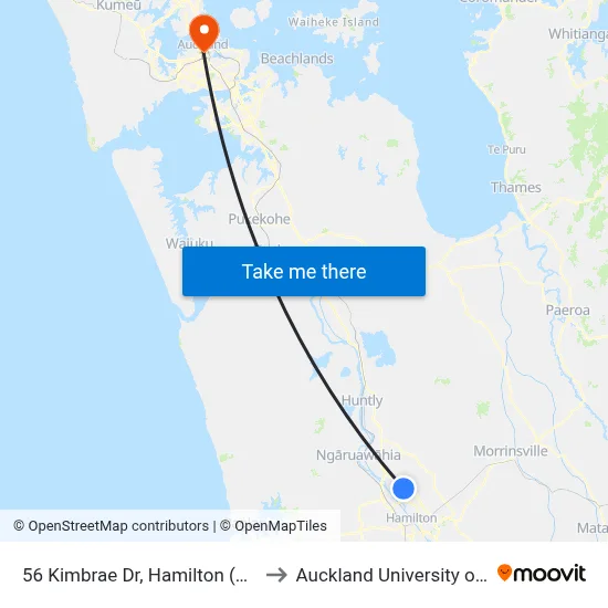 56 Kimbrae Dr, Hamilton (Rototuna Highs) to Auckland University of Technology map