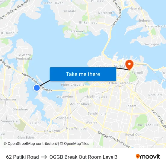 62 Patiki Road to OGGB Break Out Room Level3 map
