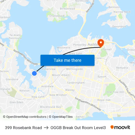 399 Rosebank Road to OGGB Break Out Room Level3 map