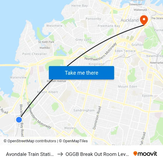 Avondale Train Station to OGGB Break Out Room Level3 map