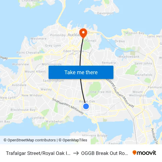 Trafalgar Street/Royal Oak Intermediate to OGGB Break Out Room Level3 map