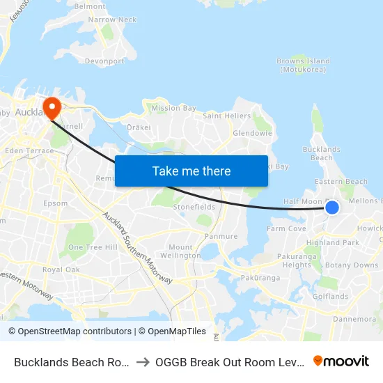 Bucklands Beach Road to OGGB Break Out Room Level3 map