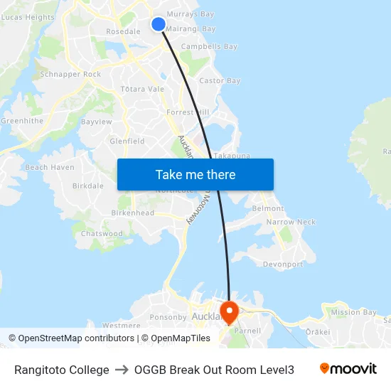 Rangitoto College to OGGB Break Out Room Level3 map