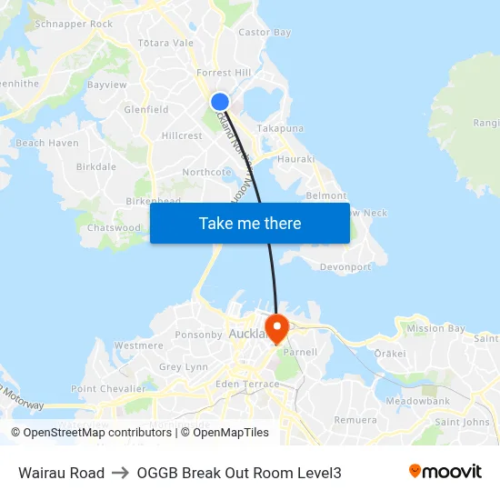 Wairau Road to OGGB Break Out Room Level3 map
