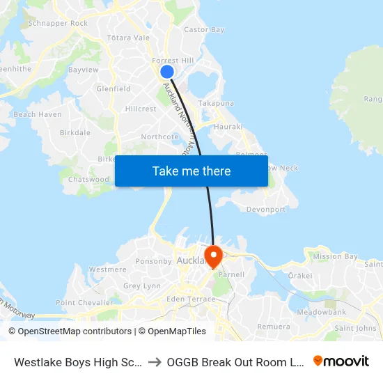 Westlake Boys High School to OGGB Break Out Room Level3 map