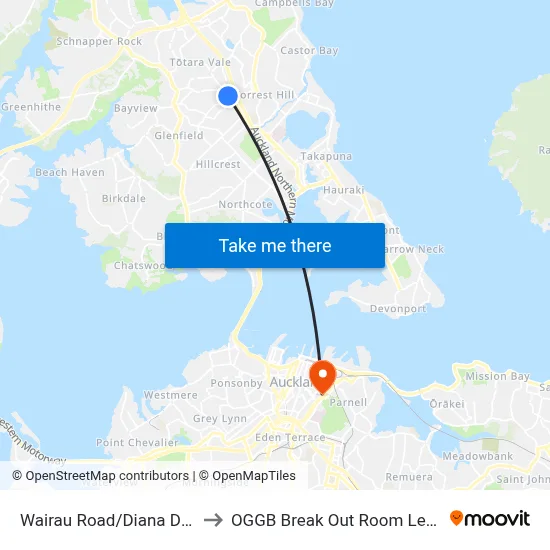 Wairau Road/Diana Drive to OGGB Break Out Room Level3 map