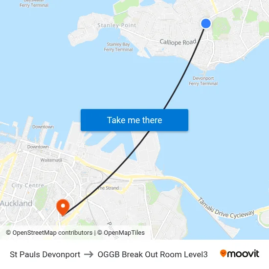 St Pauls Devonport to OGGB Break Out Room Level3 map