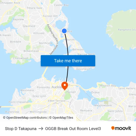 Stop D Takapuna to OGGB Break Out Room Level3 map
