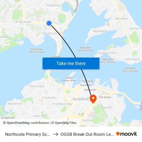 Northcote Primary School to OGGB Break Out Room Level3 map