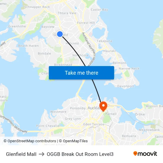 Glenfield Mall to OGGB Break Out Room Level3 map