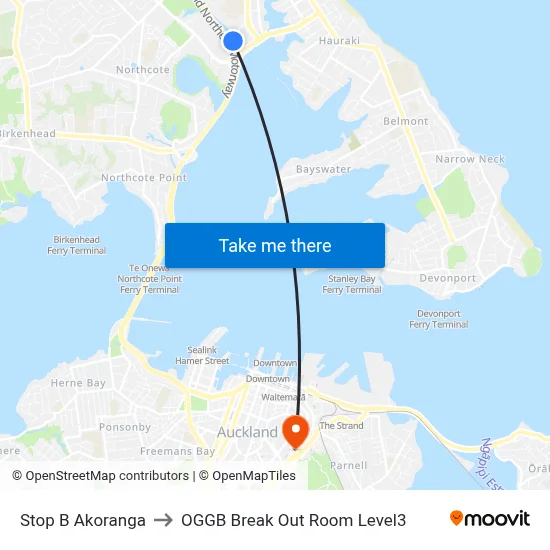 Stop B Akoranga to OGGB Break Out Room Level3 map