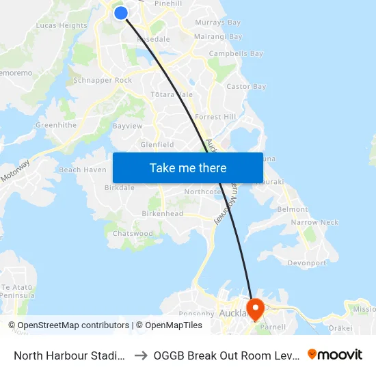 North Harbour Stadium to OGGB Break Out Room Level3 map