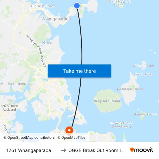 1261 Whangaparaoa Road to OGGB Break Out Room Level3 map