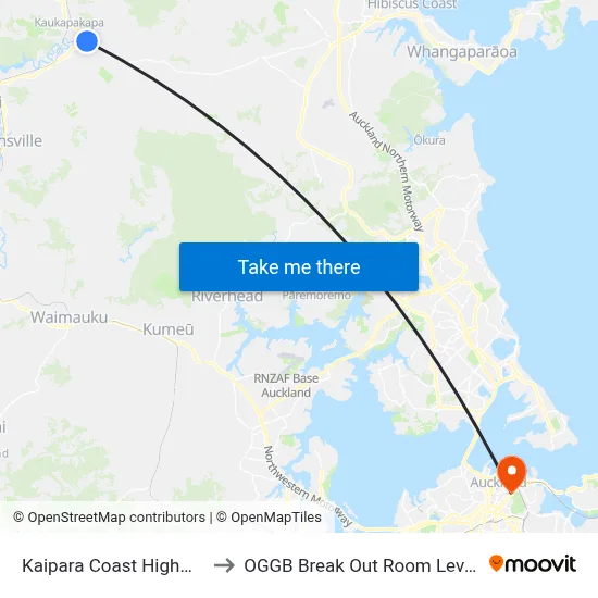 Kaipara Coast Highway to OGGB Break Out Room Level3 map