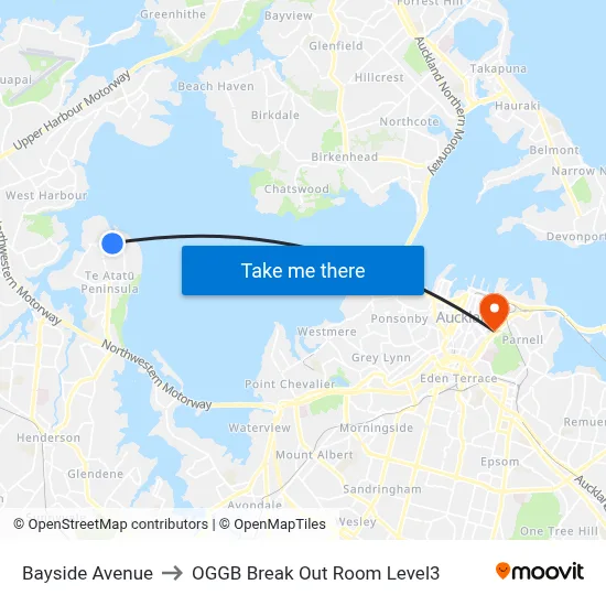 Bayside Avenue to OGGB Break Out Room Level3 map