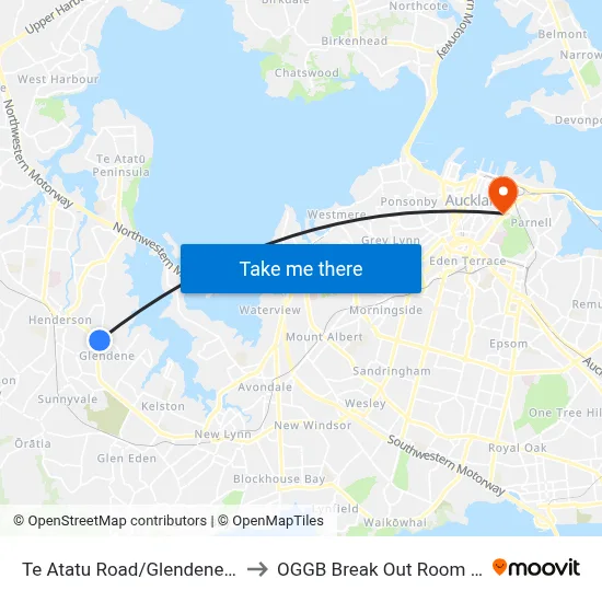 Te Atatu Road/Glendene Shops to OGGB Break Out Room Level3 map