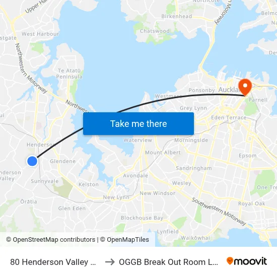 80 Henderson Valley Road to OGGB Break Out Room Level3 map