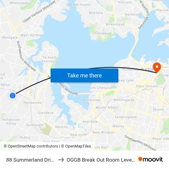 88 Summerland Drive to OGGB Break Out Room Level3 map