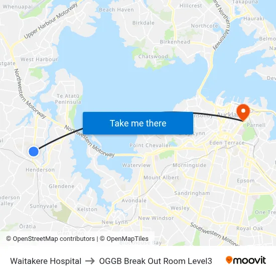 Waitakere Hospital to OGGB Break Out Room Level3 map
