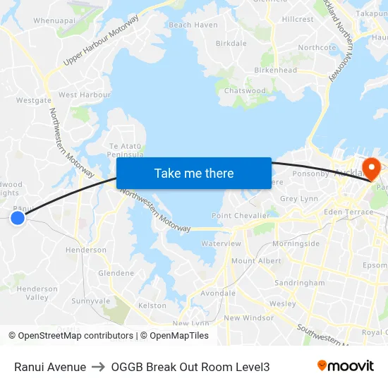 Ranui Avenue to OGGB Break Out Room Level3 map