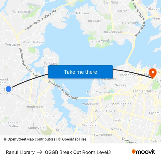 Ranui Library to OGGB Break Out Room Level3 map