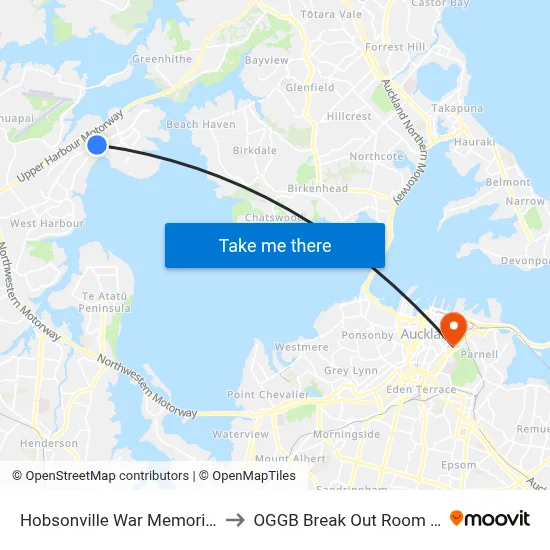 Hobsonville War Memorial Park to OGGB Break Out Room Level3 map