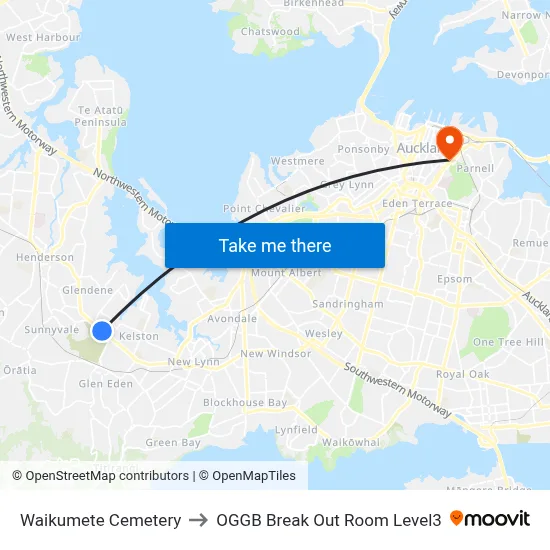 Waikumete Cemetery to OGGB Break Out Room Level3 map