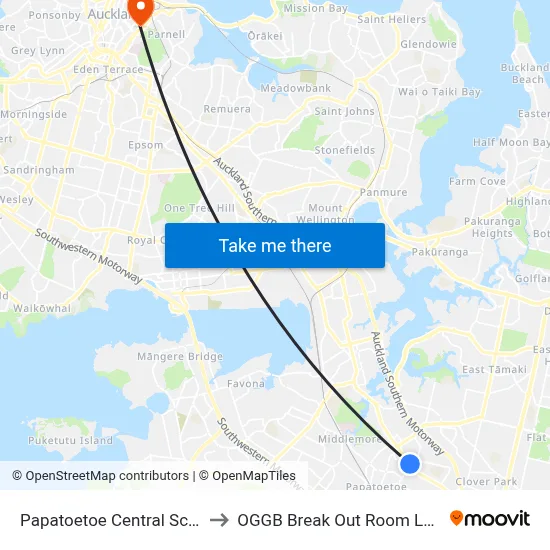 Papatoetoe Central School to OGGB Break Out Room Level3 map