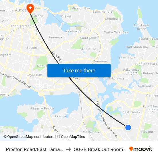 Preston Road/East Tamaki Road to OGGB Break Out Room Level3 map
