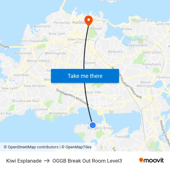 Kiwi Esplanade to OGGB Break Out Room Level3 map