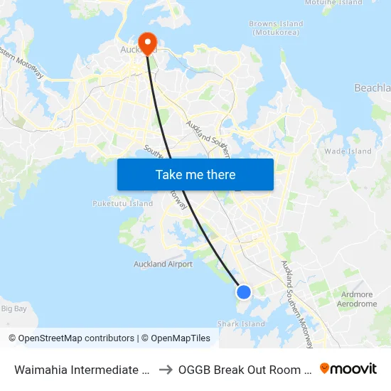 Waimahia Intermediate School to OGGB Break Out Room Level3 map