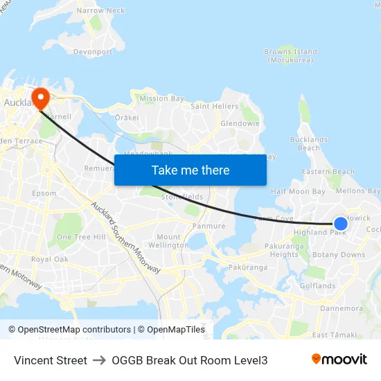 Vincent Street to OGGB Break Out Room Level3 map