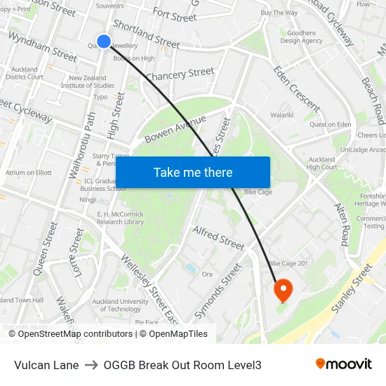 Vulcan Lane to OGGB Break Out Room Level3 map