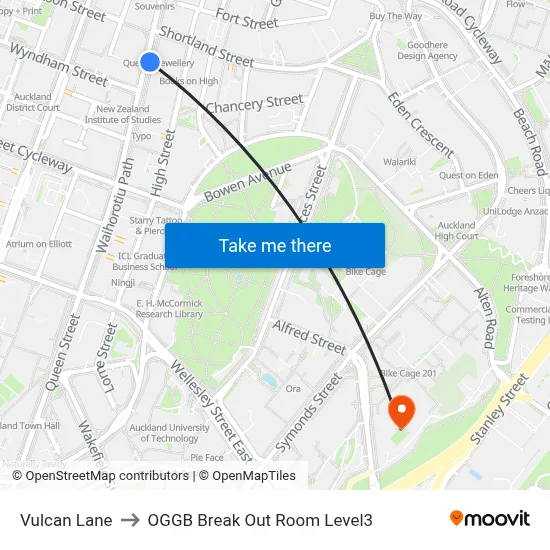 Vulcan Lane to OGGB Break Out Room Level3 map