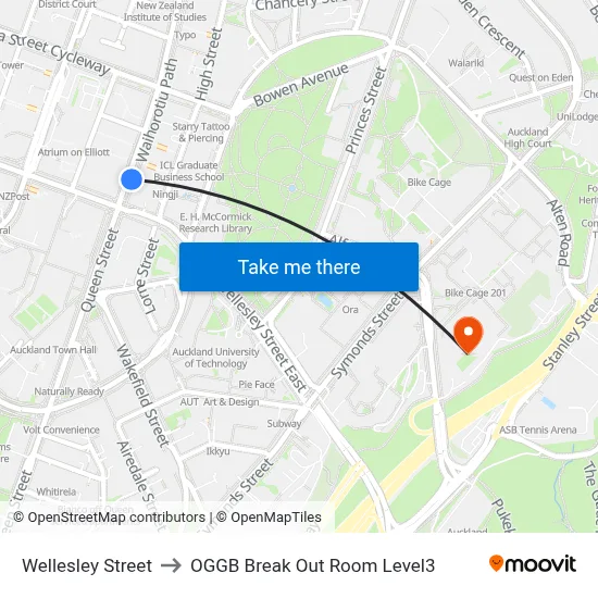Wellesley Street to OGGB Break Out Room Level3 map