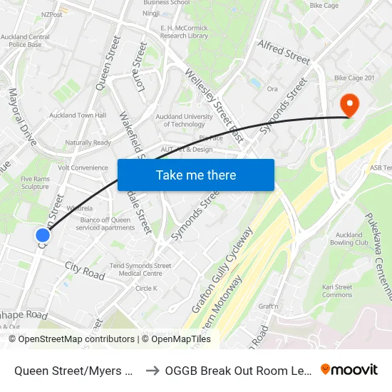 Queen Street/Myers Park to OGGB Break Out Room Level3 map
